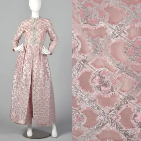 1960s Pink and Silver Tunic Dress and Pant Set