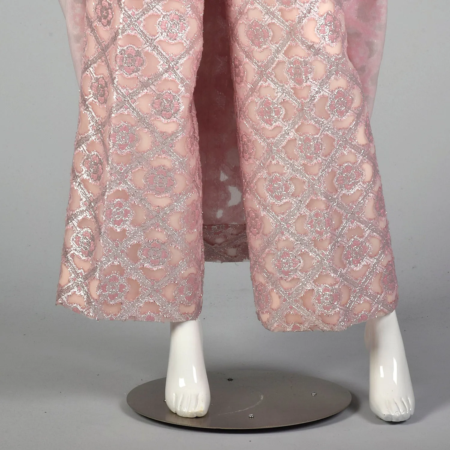 1960s Pink and Silver Tunic Dress and Pant Set
