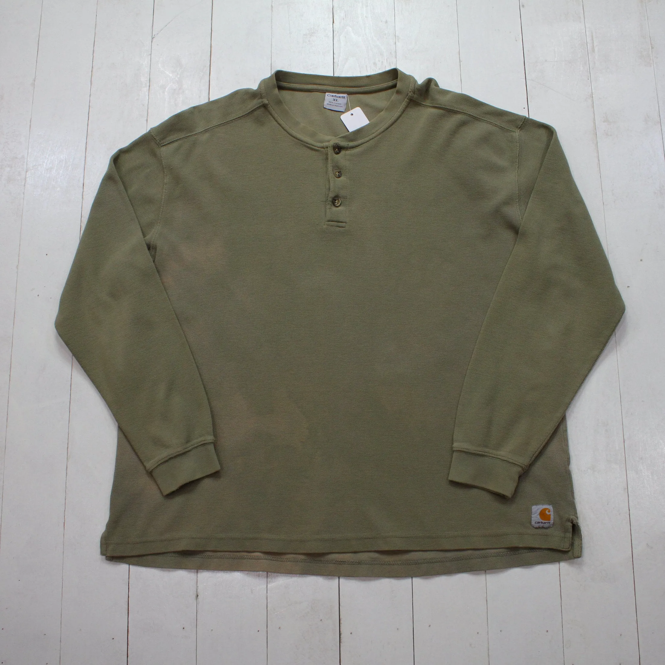 2000s Carhartt Henley Collar Thermal Long Sleeve T-Shirt Size XXL