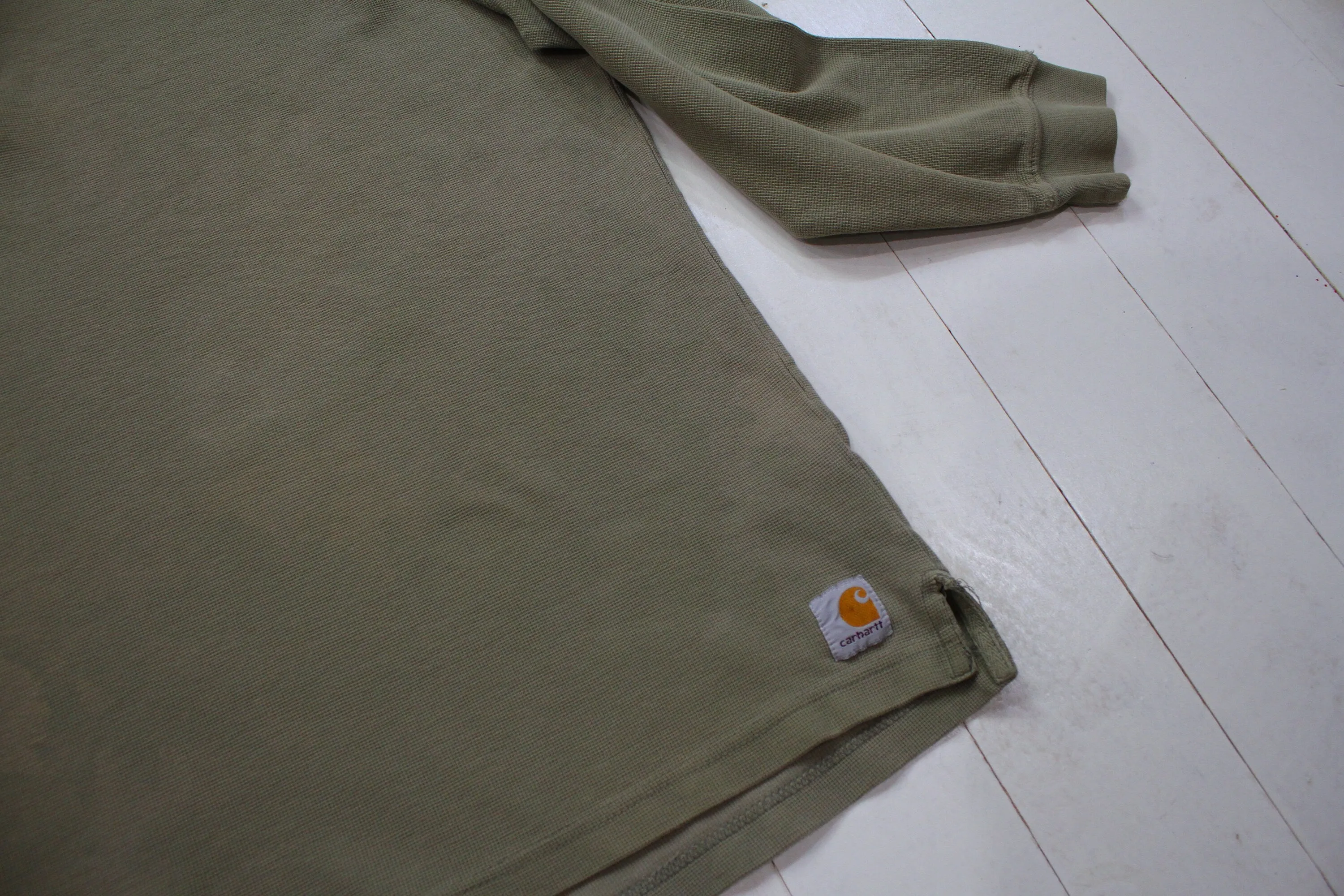2000s Carhartt Henley Collar Thermal Long Sleeve T-Shirt Size XXL