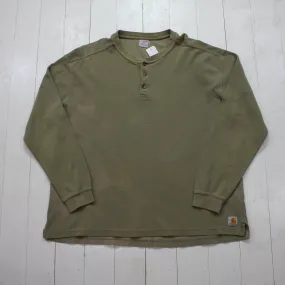 2000s Carhartt Henley Collar Thermal Long Sleeve T-Shirt Size XXL