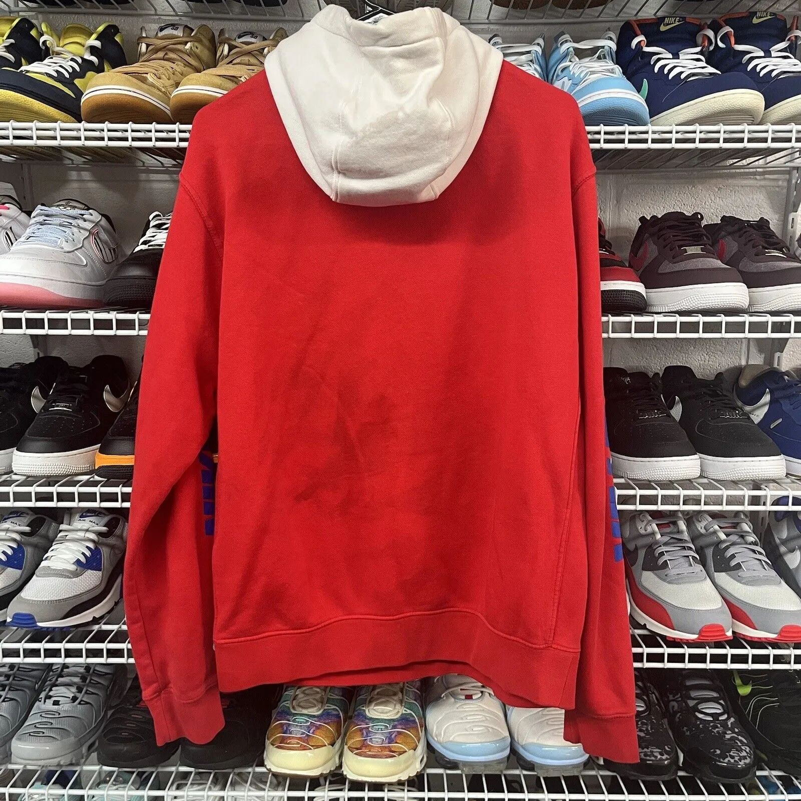 2019 Nike Air Hoodie Retro Themed 3 Color Swoosh Sz M Color: Red/White/Blue