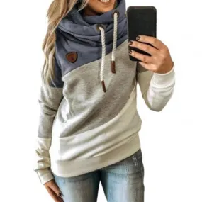 2025 Women's Patchwork Hoodie – Leopard Print Drawstring Sweatshirt, Casual Long Sleeve Pullover Top