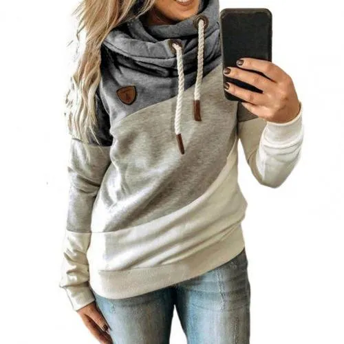 2025 Women's Patchwork Hoodie – Leopard Print Drawstring Sweatshirt, Casual Long Sleeve Pullover Top