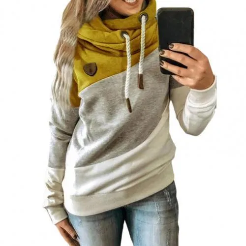 2025 Women's Patchwork Hoodie – Leopard Print Drawstring Sweatshirt, Casual Long Sleeve Pullover Top