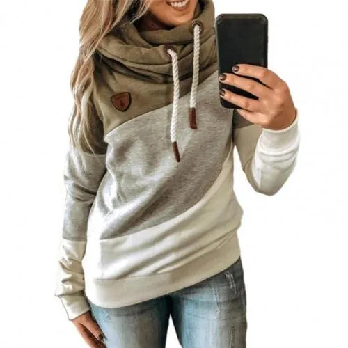 2025 Women's Patchwork Hoodie – Leopard Print Drawstring Sweatshirt, Casual Long Sleeve Pullover Top