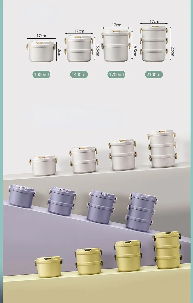 2/3 Layer Morandi Thermal Food Storage Lunch Box