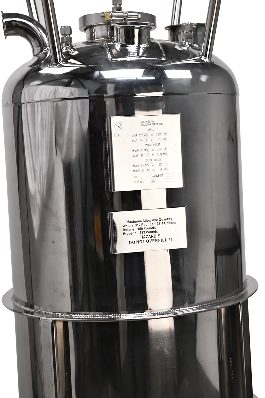312lb ASME Double-Jacketed Solvent Tank or Collection Vessel | V1 | Unassembled