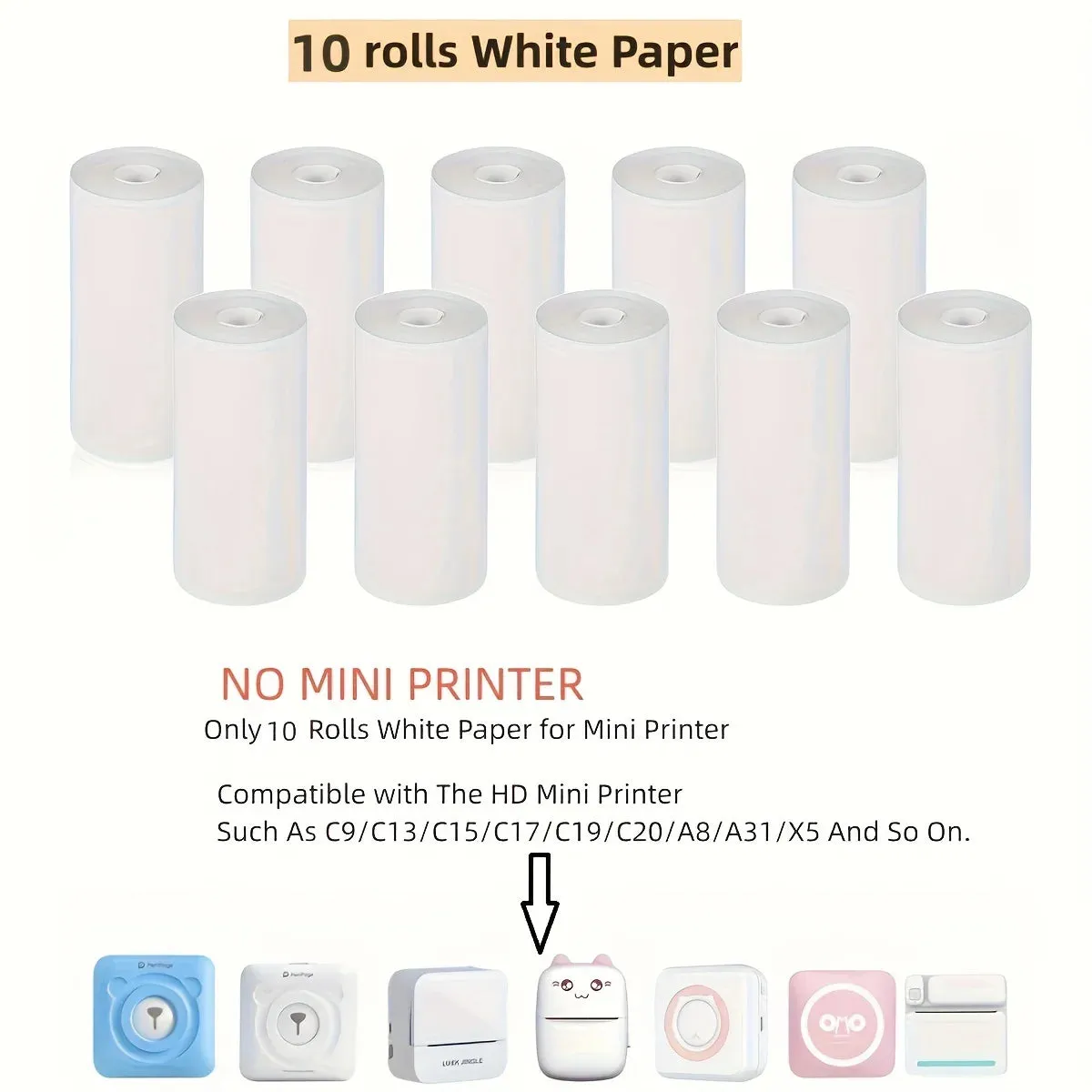 57mm Thermal Paper Rolls for Mini Printers - Self-adhesive Labels for Kid Cameras