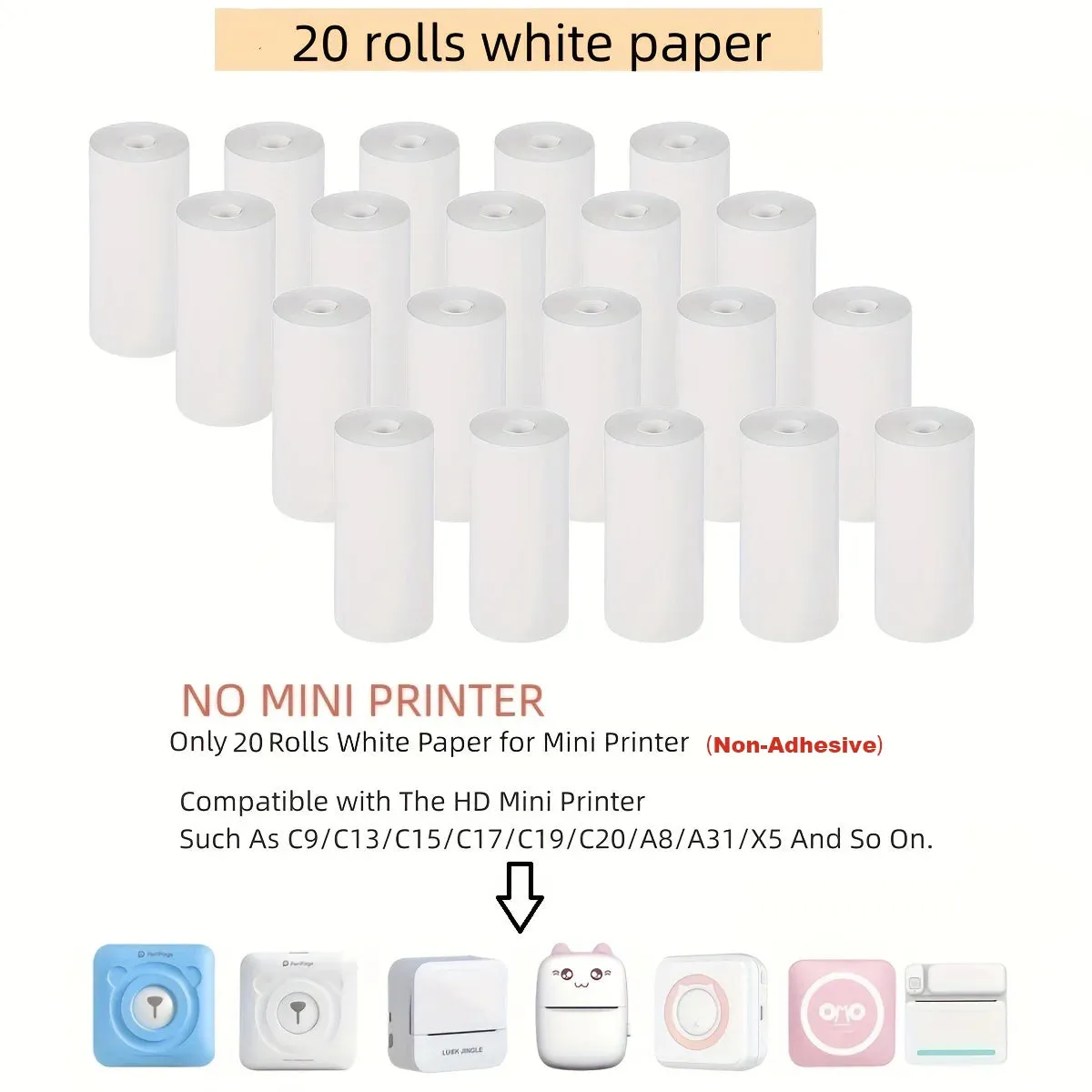 57mm Thermal Paper Rolls for Mini Printers - Self-adhesive Labels for Kid Cameras
