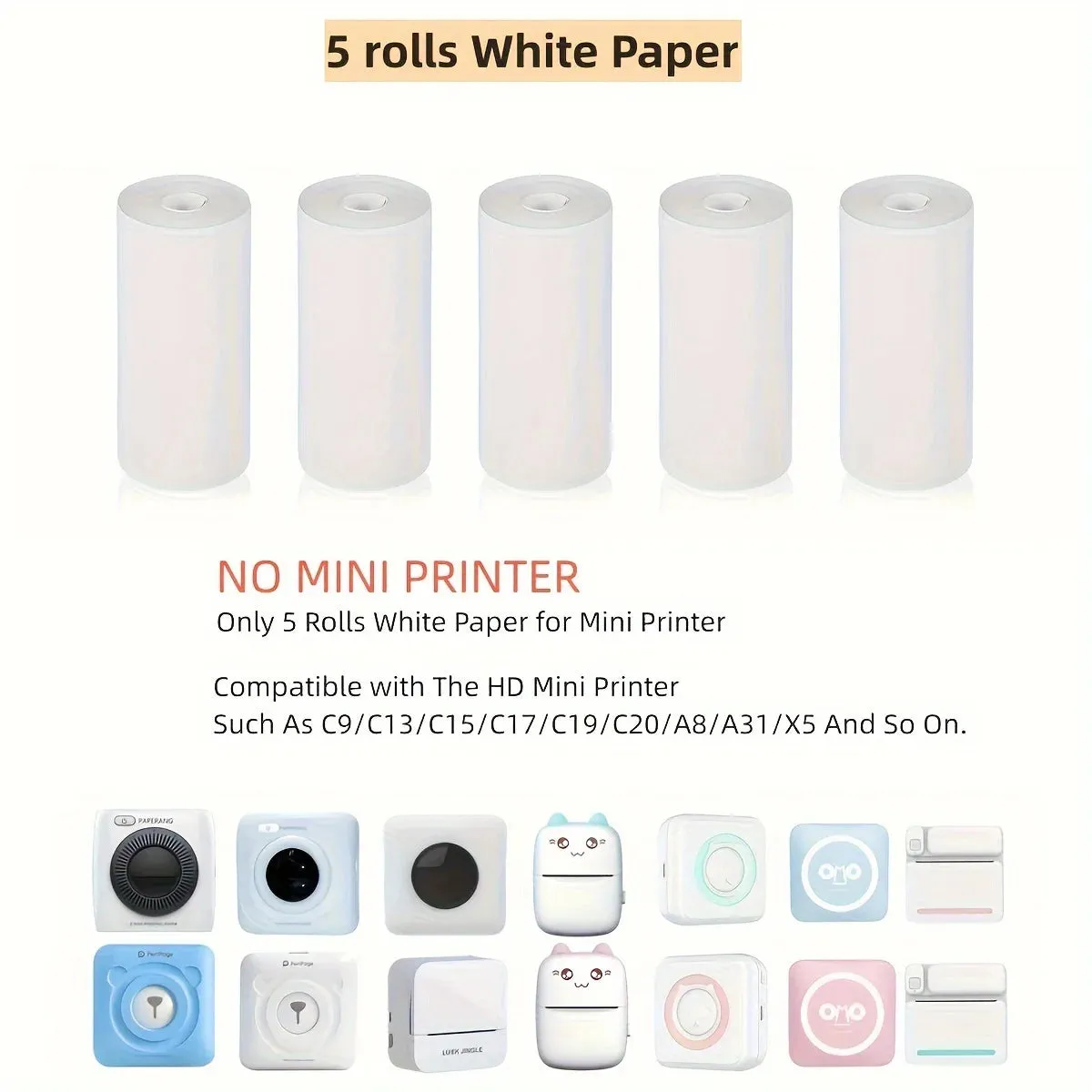 57mm Thermal Paper Rolls for Mini Printers - Self-adhesive Labels for Kid Cameras