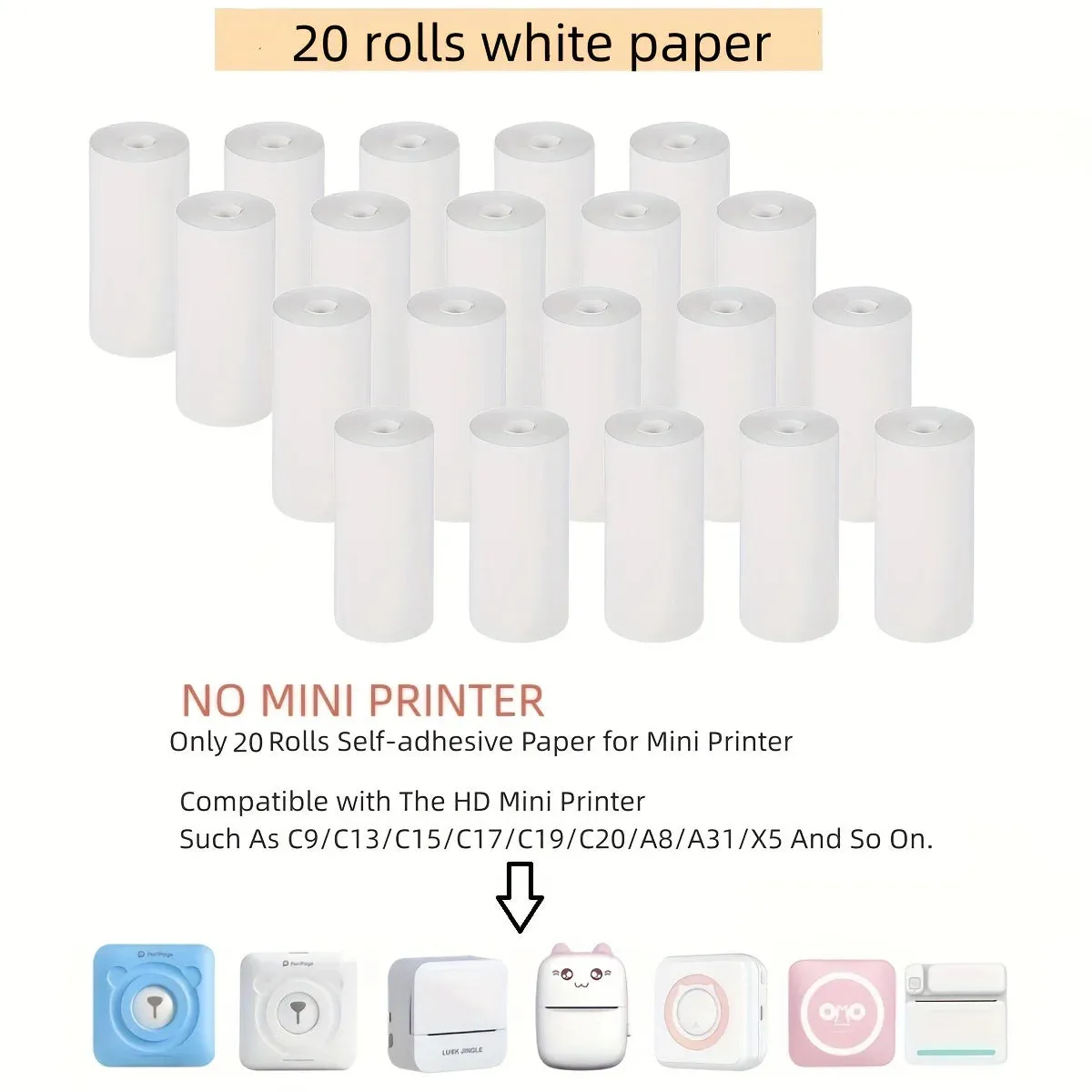 57mm Thermal Paper Rolls for Mini Printers - Self-adhesive Labels for Kid Cameras