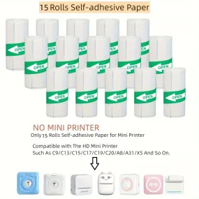 57mm Thermal Paper Rolls for Mini Printers - Self-adhesive Labels for Kid Cameras