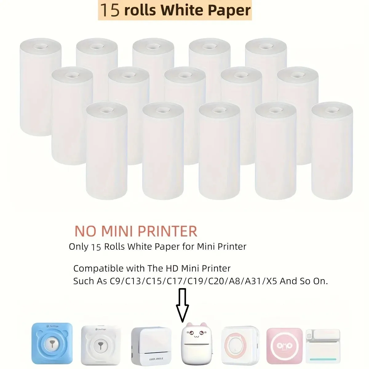 57mm Thermal Paper Rolls for Mini Printers - Self-adhesive Labels for Kid Cameras