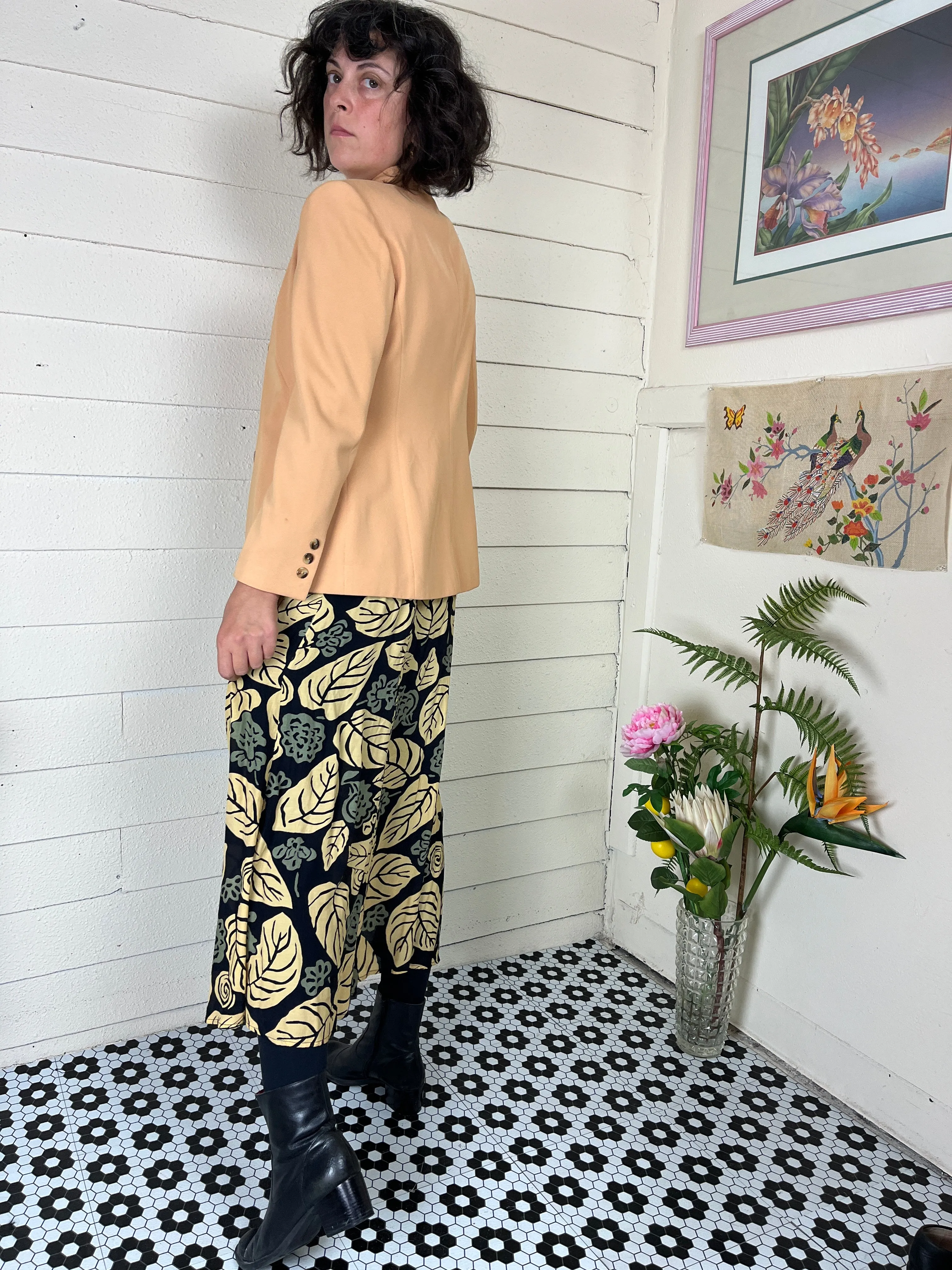 90s ORANGE TAN BUTTON UP BLAZER