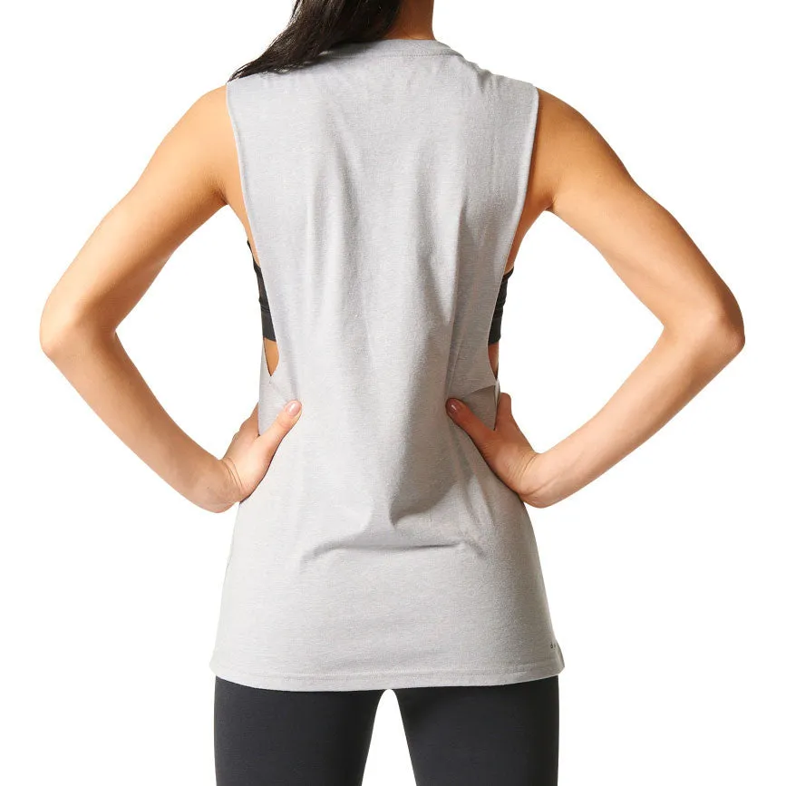 Adidas Originals Women's Graphic Athletic Tank Top Medium Grey Heather/Coral