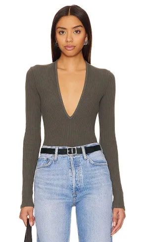 AGOLDE Zena Bodysuit in Taupe