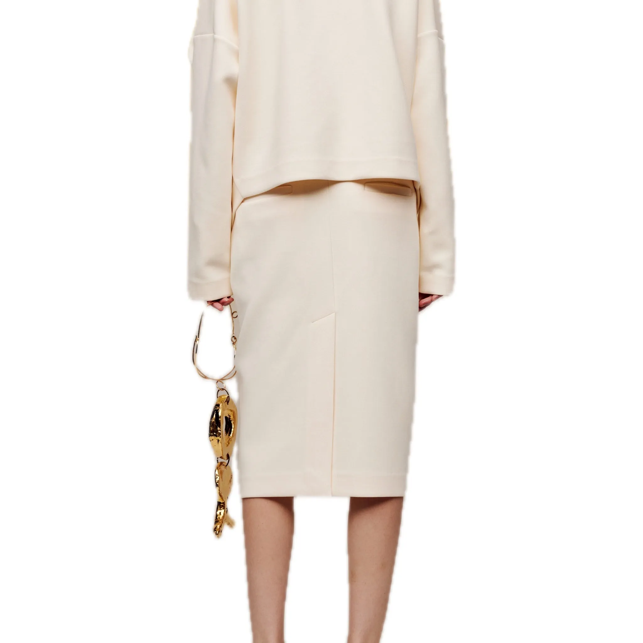 Air Layer Double Waist Midi-skirt in White