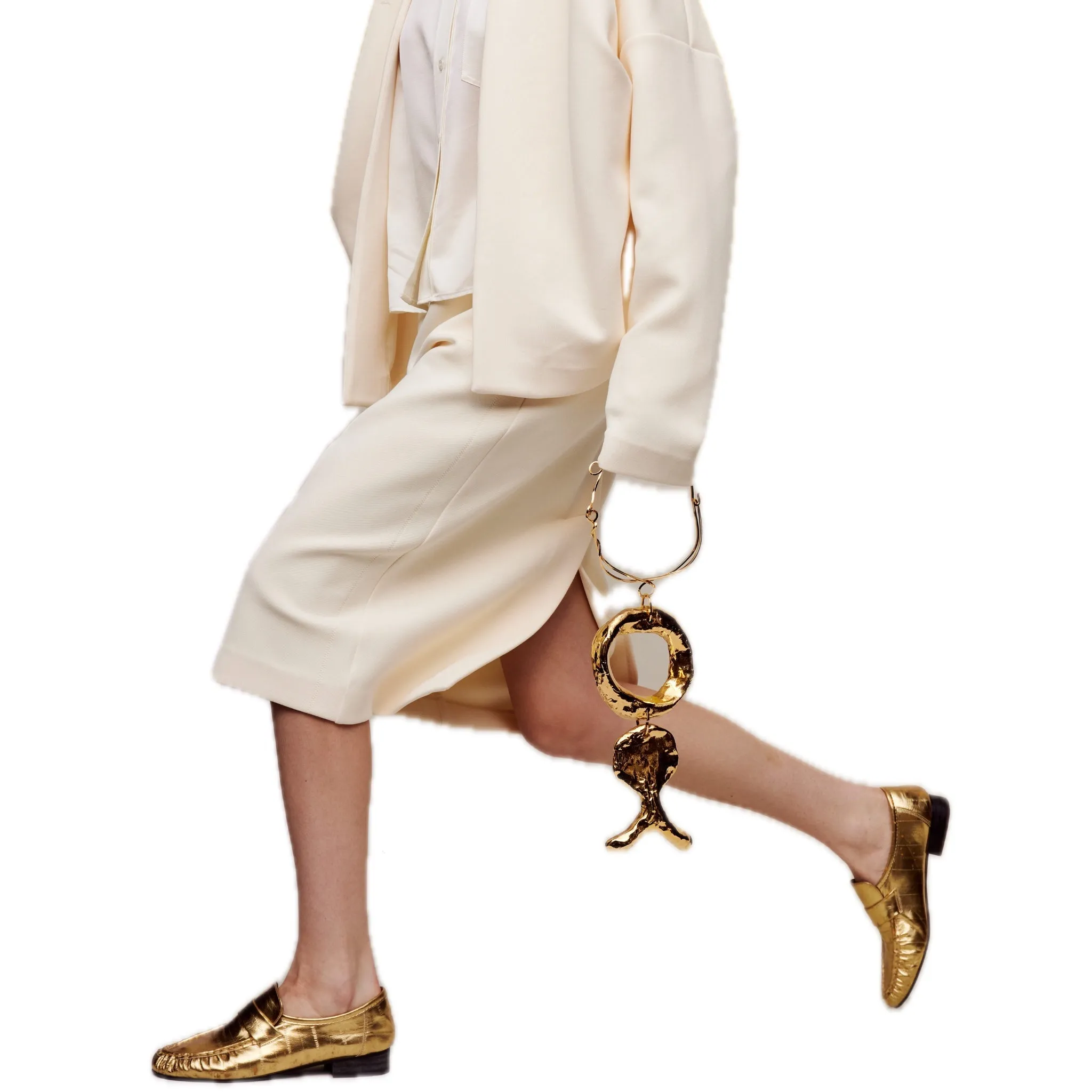 Air Layer Double Waist Midi-skirt in White