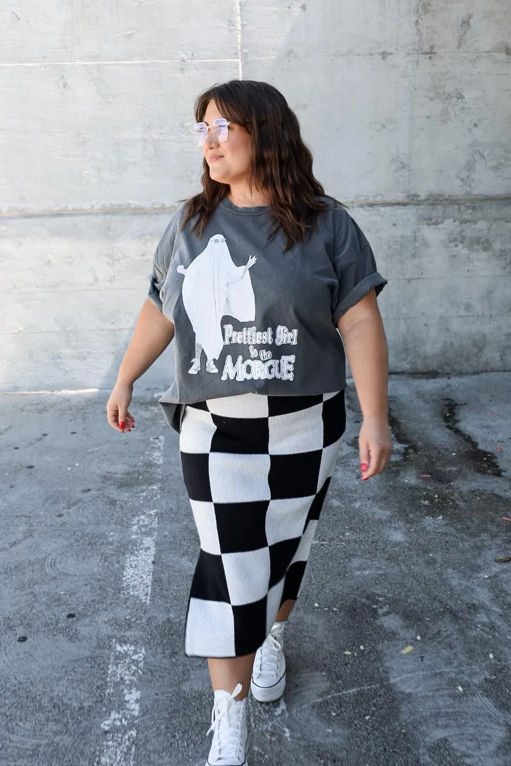 All That Knit Midi Skirt - B W (Restocked!)
