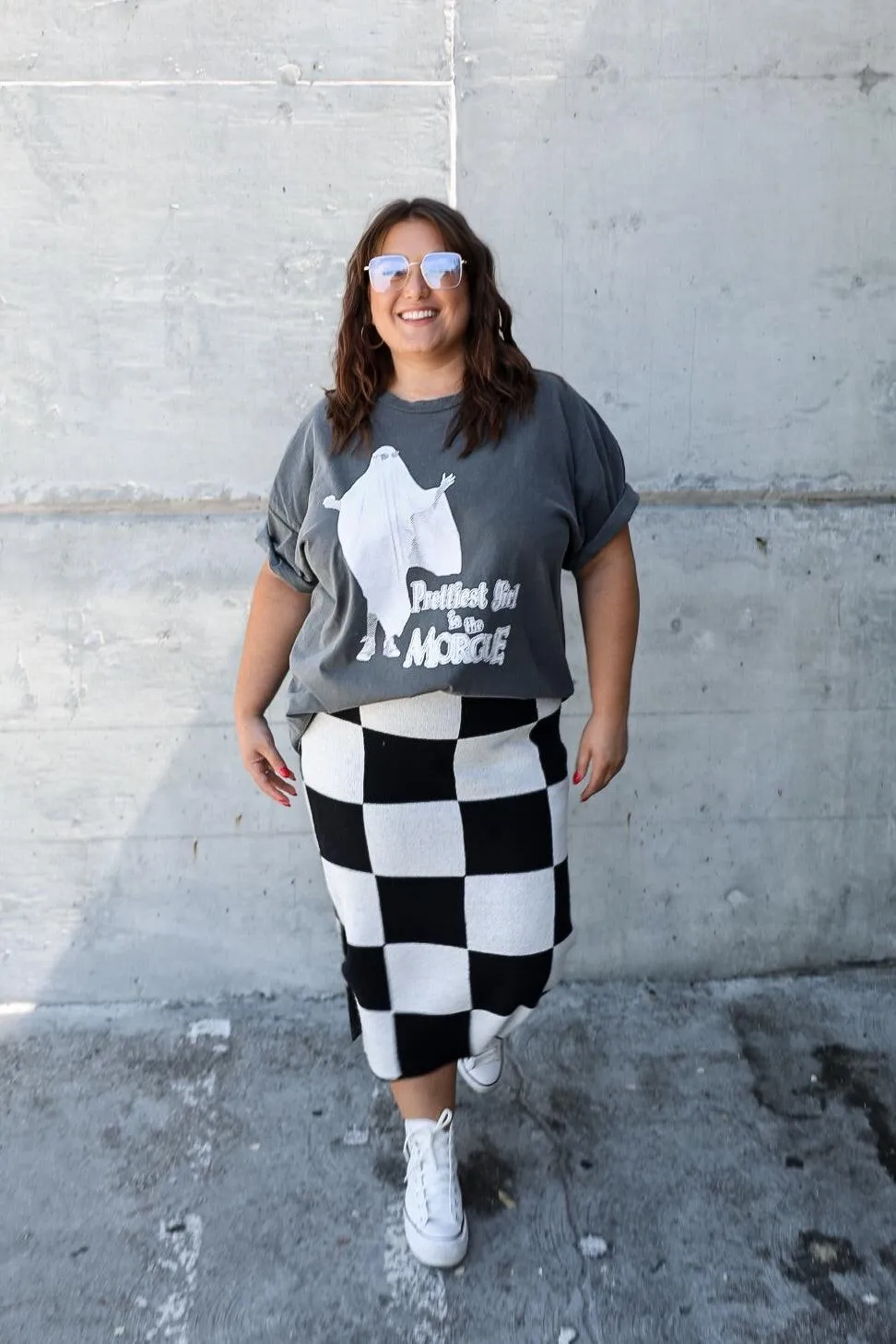 All That Knit Midi Skirt - B W (Restocked!)