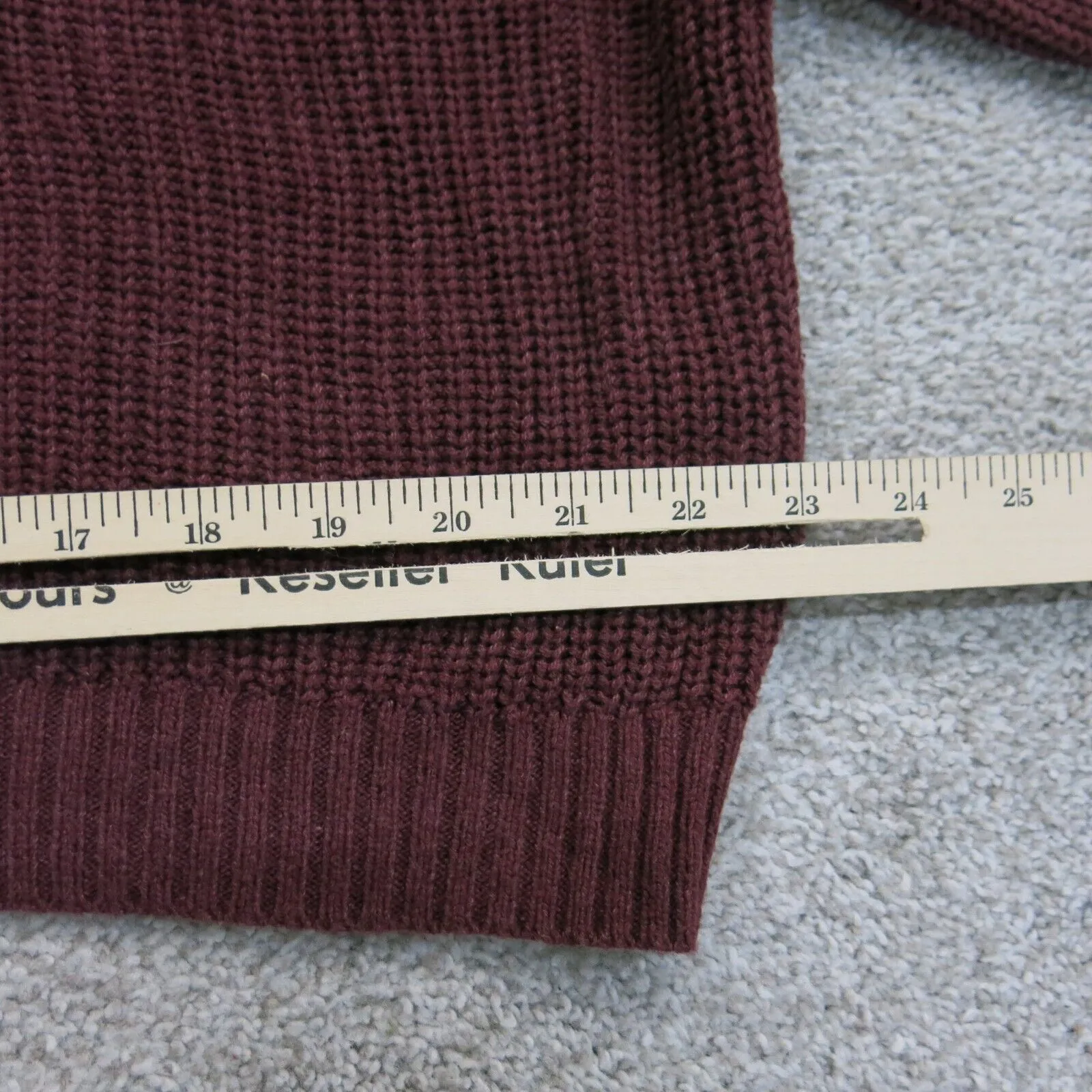 American Eagle Womens Henley Crop Sweater Knitted Long Sleeves Maroon Size S/P