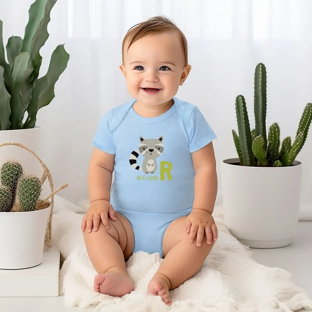 Animal Alphabet - R for Raccoon Baby Bodysuit - Unisex Graphic Bodysuit for Babies