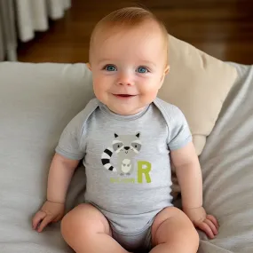 Animal Alphabet - R for Raccoon Baby Bodysuit - Unisex Graphic Bodysuit for Babies
