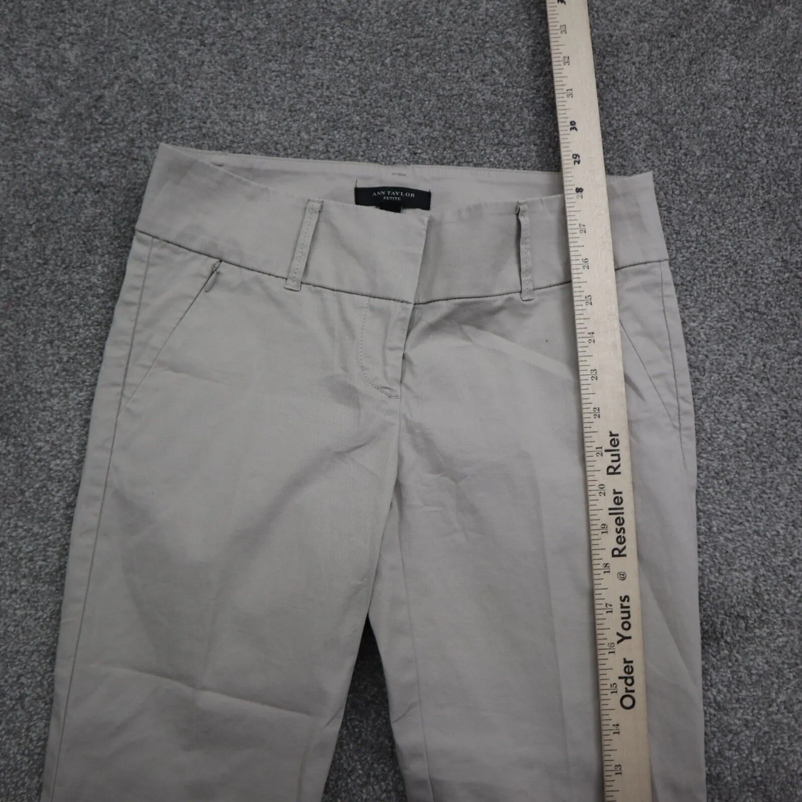ANN Taylor Womens Tapered Leg Dress Pant Low Rise Stretch Beige Size 0 Petite