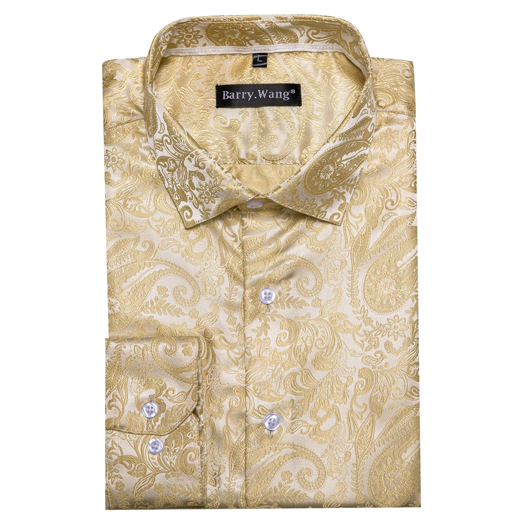 Barry Wang Vintage Paisley Shirt Jasmine Jacquard Silk Men's Shirt