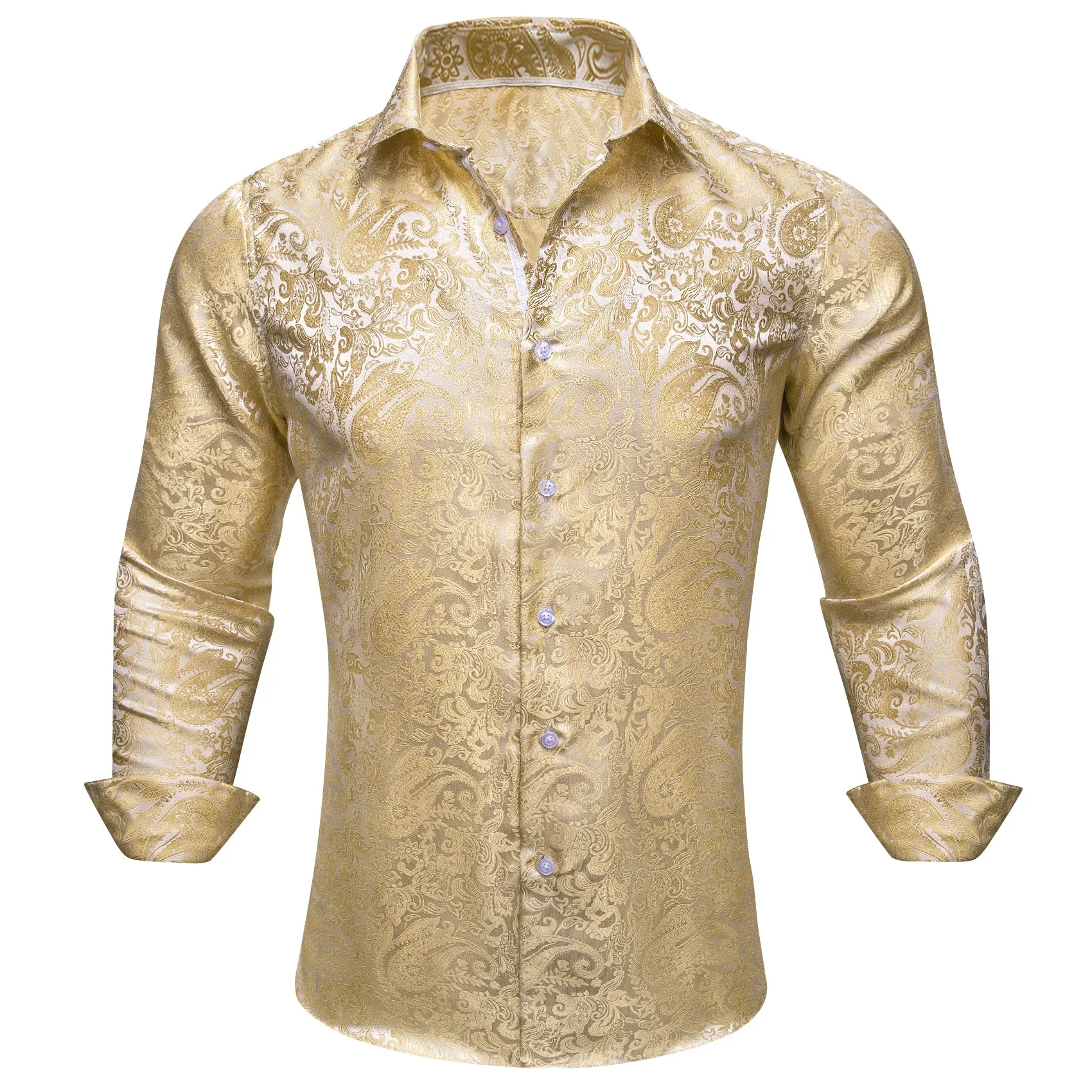 Barry Wang Vintage Paisley Shirt Jasmine Jacquard Silk Men's Shirt