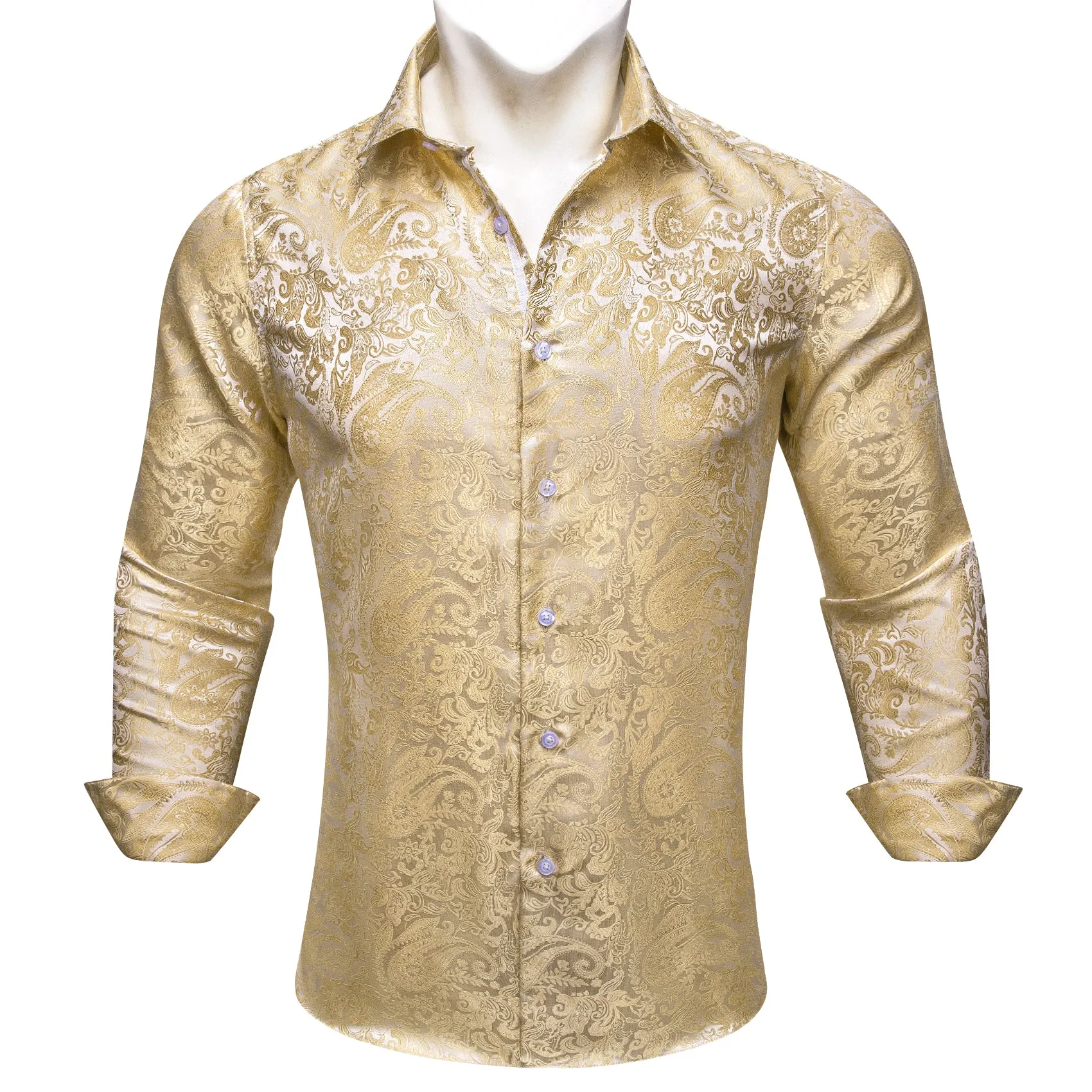 Barry Wang Vintage Paisley Shirt Jasmine Jacquard Silk Men's Shirt
