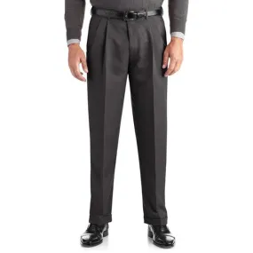 Big & Tall Men's Pleated Cuffed Microfiber Dress Pants with Adjustable Waistband