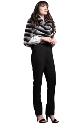 Black Velvet Diagonal Chinchilla Fur Cape