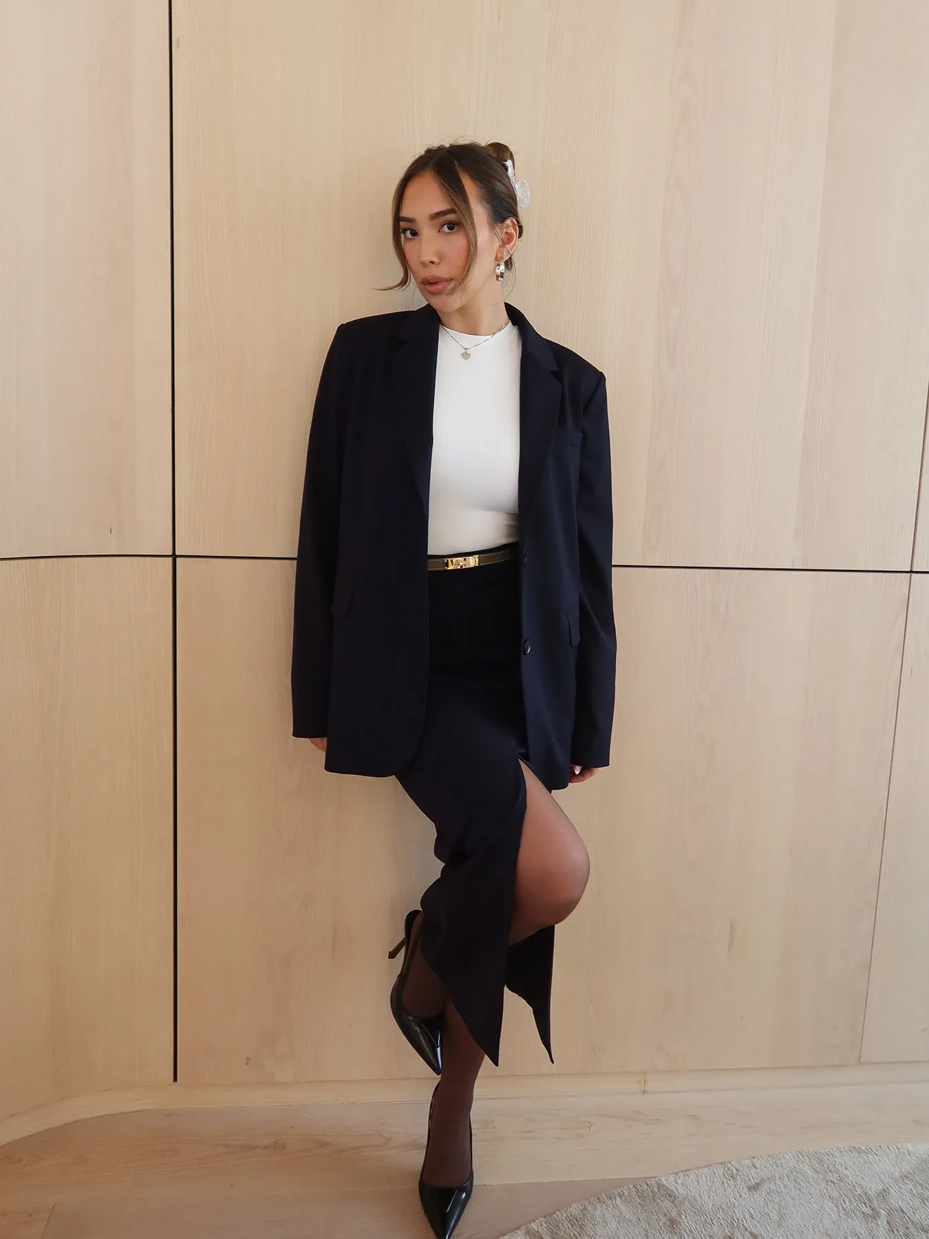 BLAZING - Midi Slit Skirt • Midnight Blue