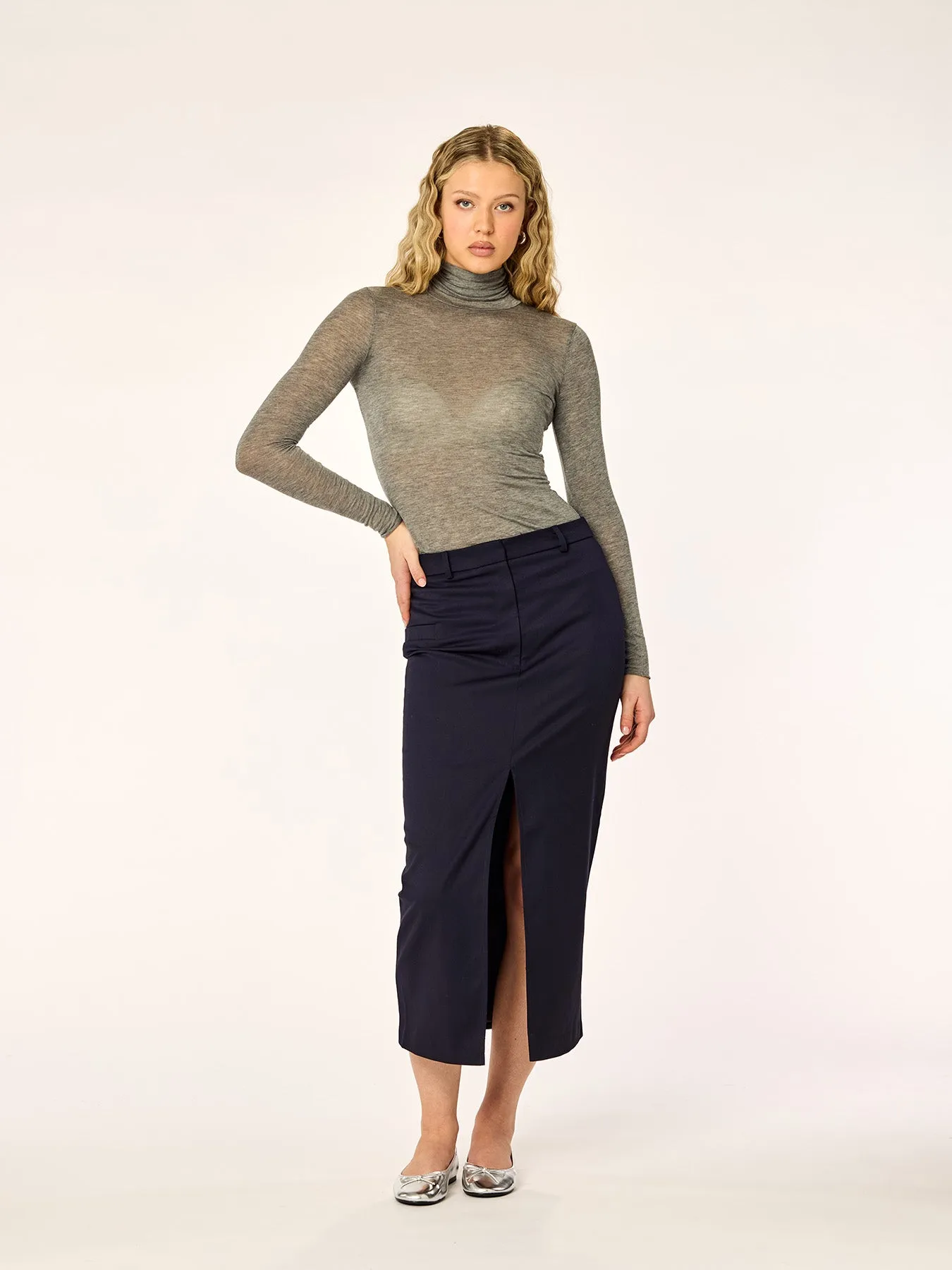 BLAZING - Midi Slit Skirt • Midnight Blue