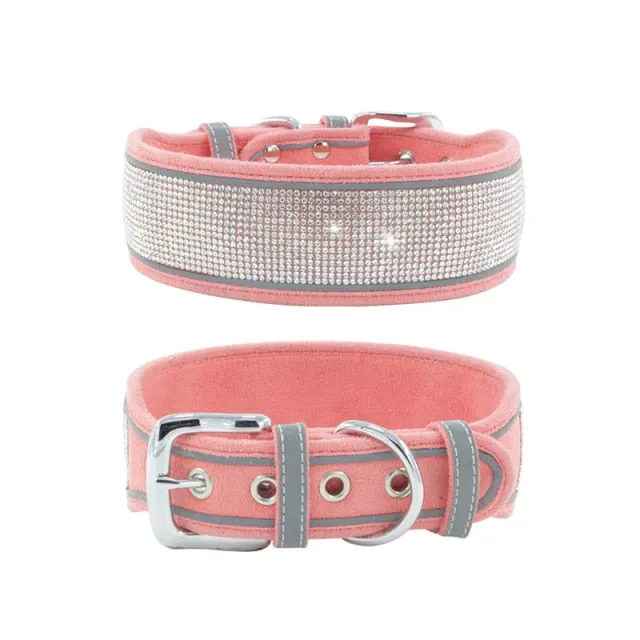 Bling Rhinestone Dog Collar Soft Stylish