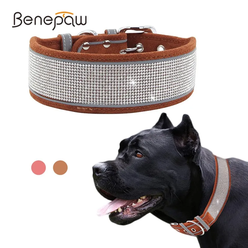 Bling Rhinestone Dog Collar Soft Stylish
