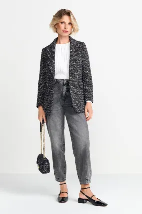 Bouclé-Blazer mit Statement-Knopf