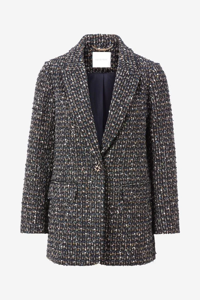 Bouclé-Blazer mit Statement-Knopf