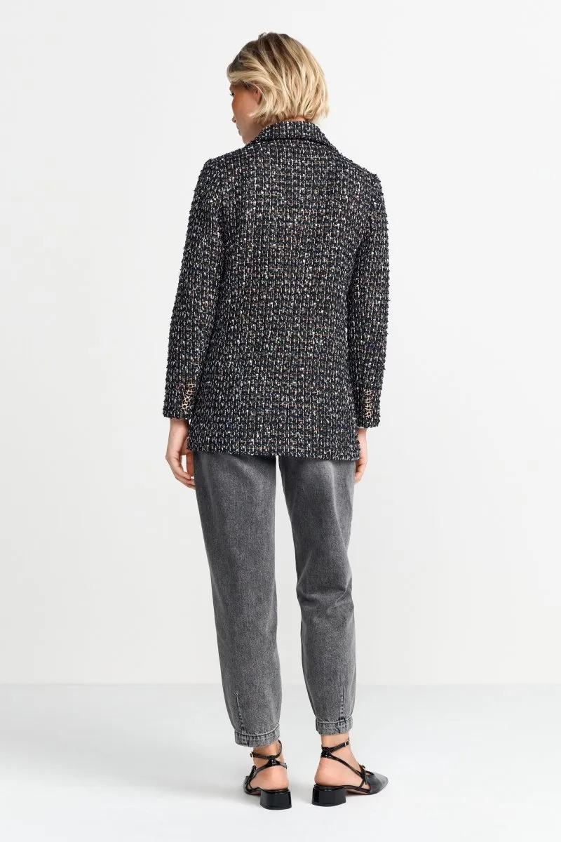 Bouclé-Blazer mit Statement-Knopf