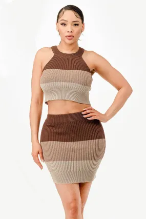Brown Tone Stripes Sweater