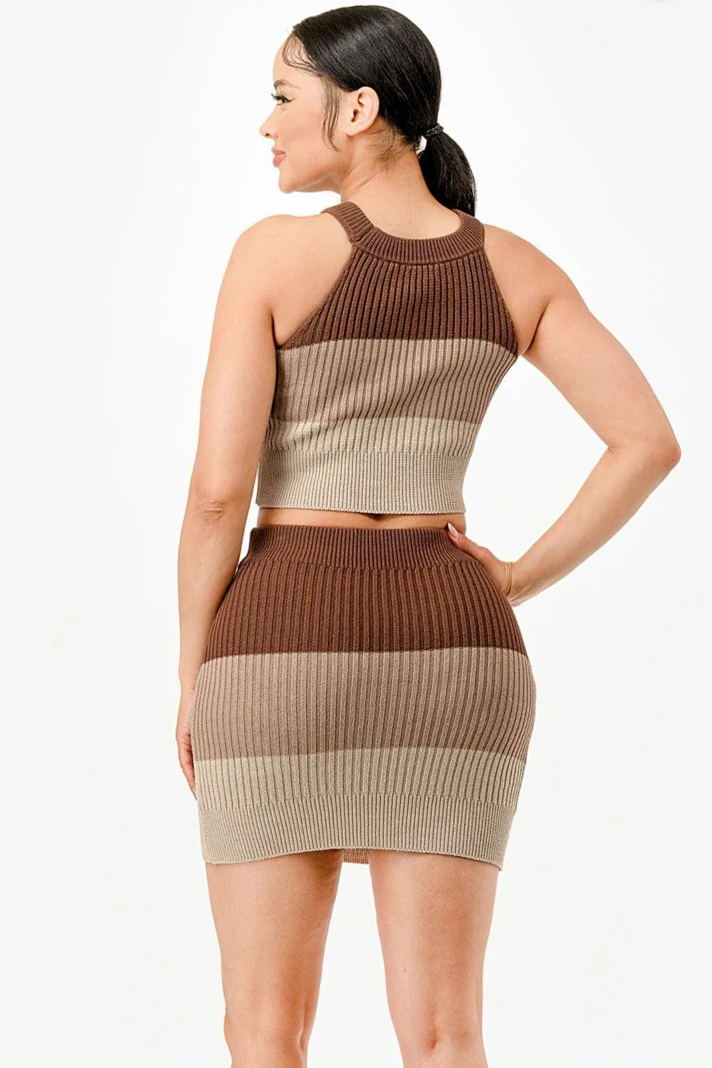 Brown Tone Stripes Sweater