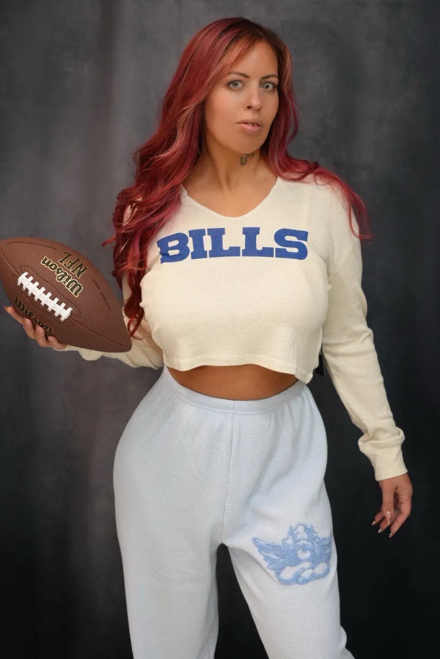 Buffalo Bills Waffle Knit Crop T-shirt