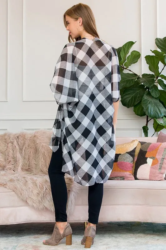 Buffalo Plaid Kimono - Red - All Sales Final