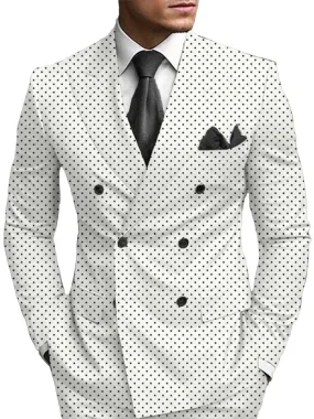 Business Polka Dot Print Lapel Double-Breasted Blazer