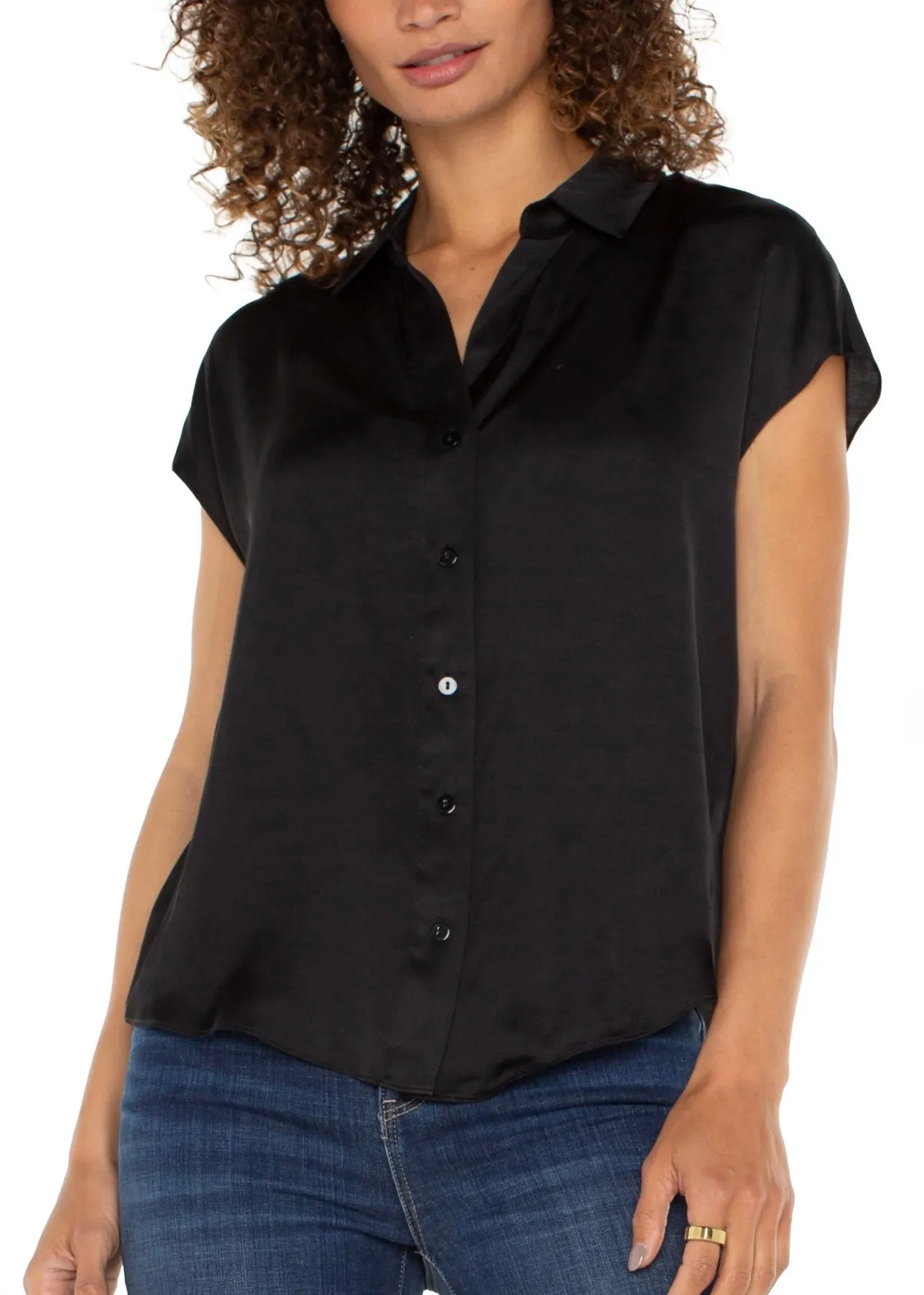 Button Front Dolman Sleeve Blouse