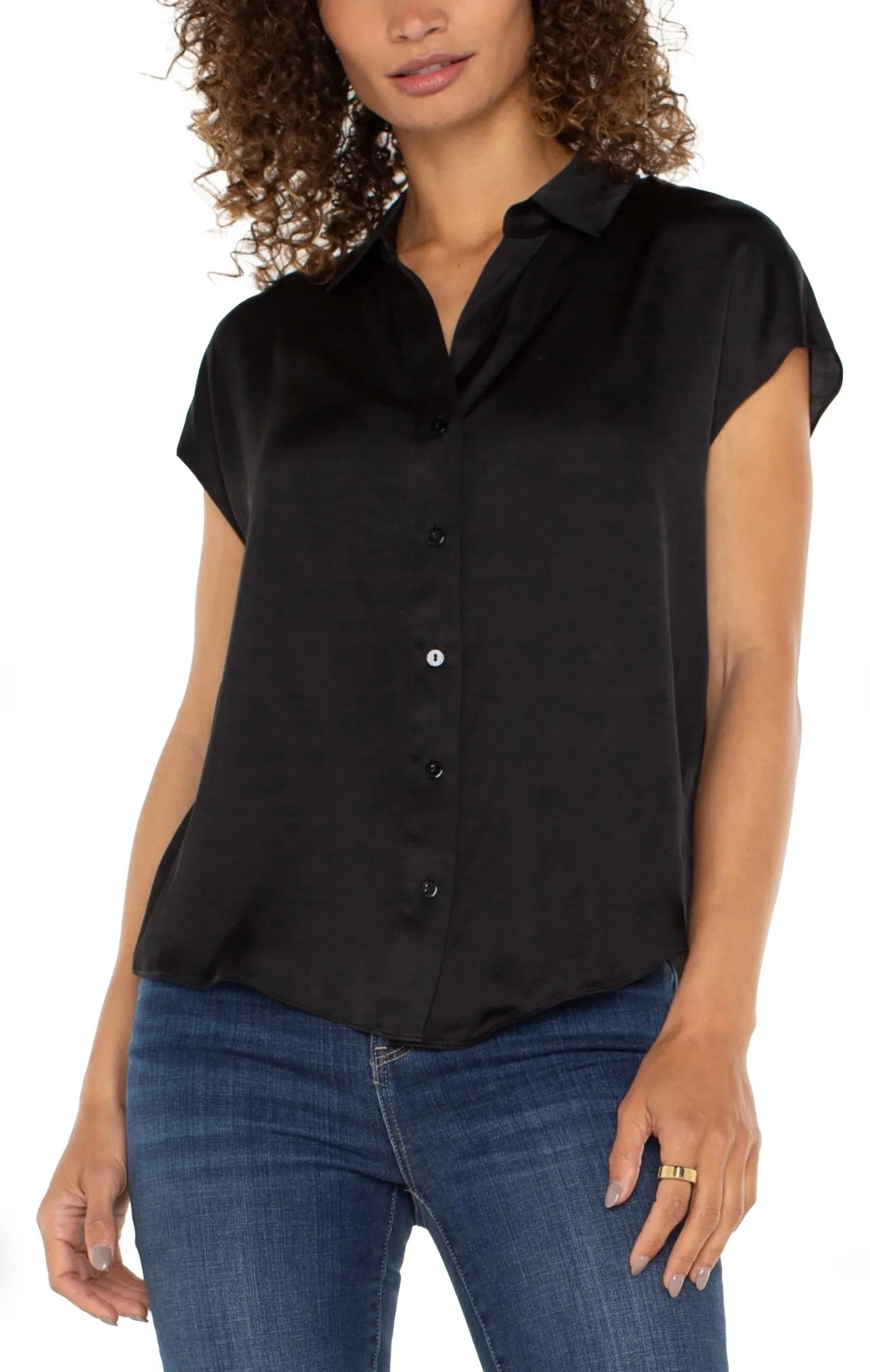 Button Front Dolman Sleeve Blouse