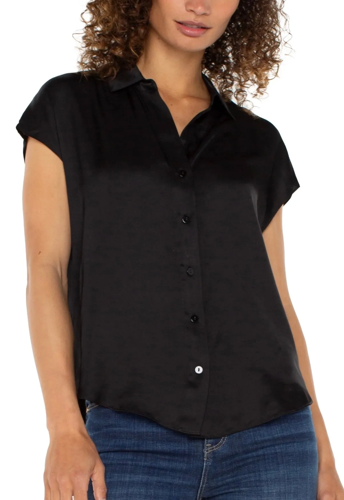 Button Front Dolman Sleeve Blouse