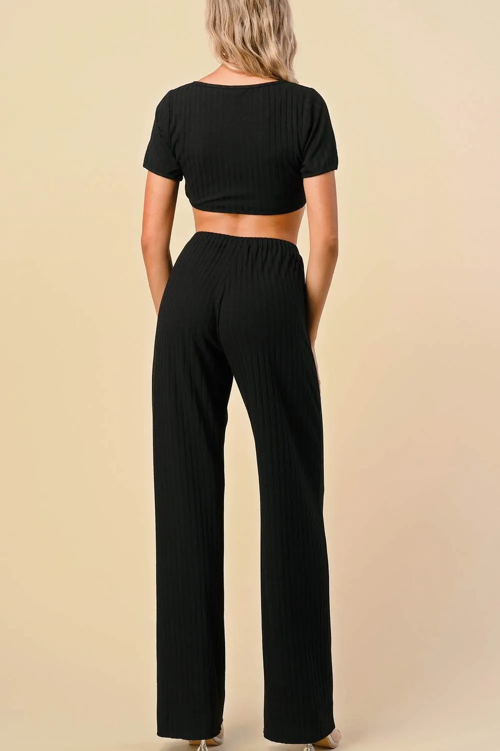 CHIC N COMFY ZIPPER RIBBED TOP AND PANTS SET